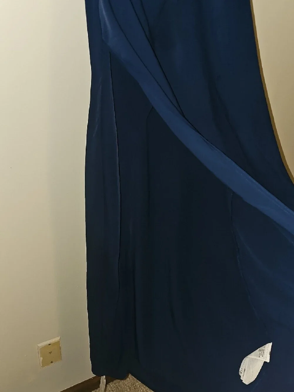Abercrombie Navy High Neck LOW back Sleeveless Maxi Dress High Slit Med Tall